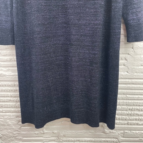 Lane Bryant Midi Sweater Dress Purple Metallic Shimmer Tie V-Neck 18/20 - Picture 8 of 16